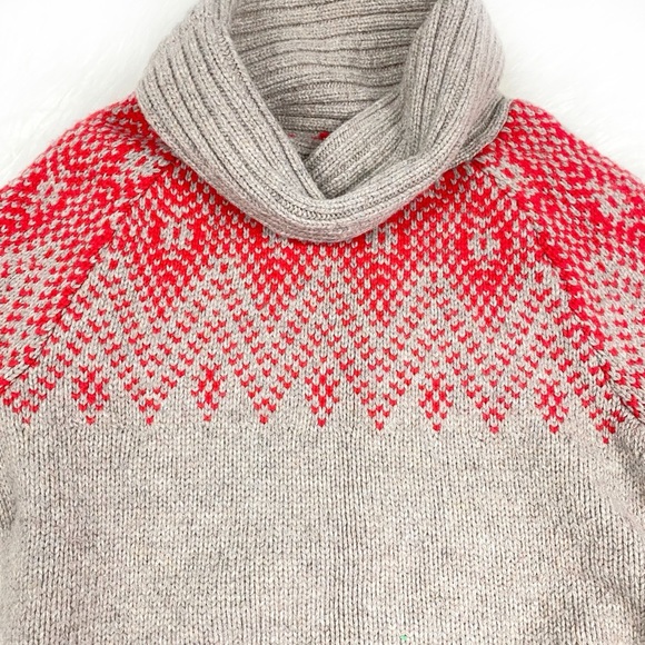 GAP Fair Isle Lambs’ Wool Sweater Festive Thick Knit Cowl Neck Turtleneck Nordic - Picture 6 of 16